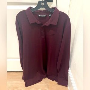 Travis Mathew maroon long sleeve polo